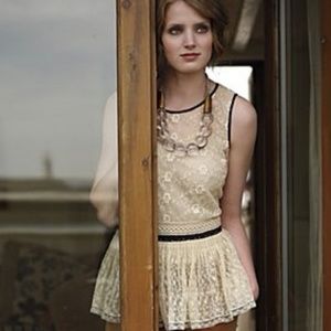 Anthropologie Lace Peplum Tank with Ribbon Detail